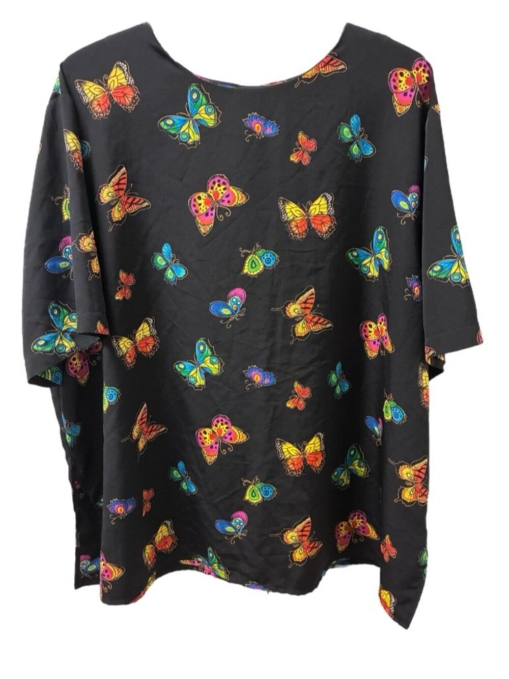 Black Tunic with Multicolor Butterfly Print